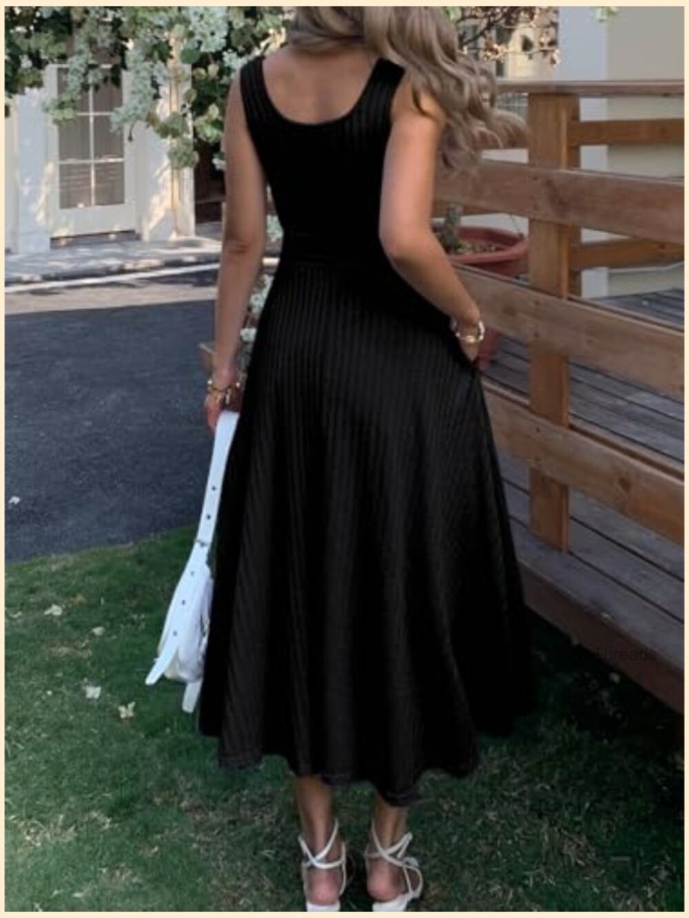 Square Neck Sleeveless Maxi Dress with Pockets A-Line Flowy - Picture 5 of 6